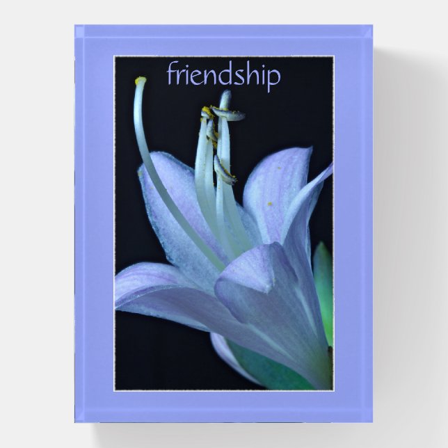 Hosta Flower Ornate Purple Friendship Paperweight (Vertical)