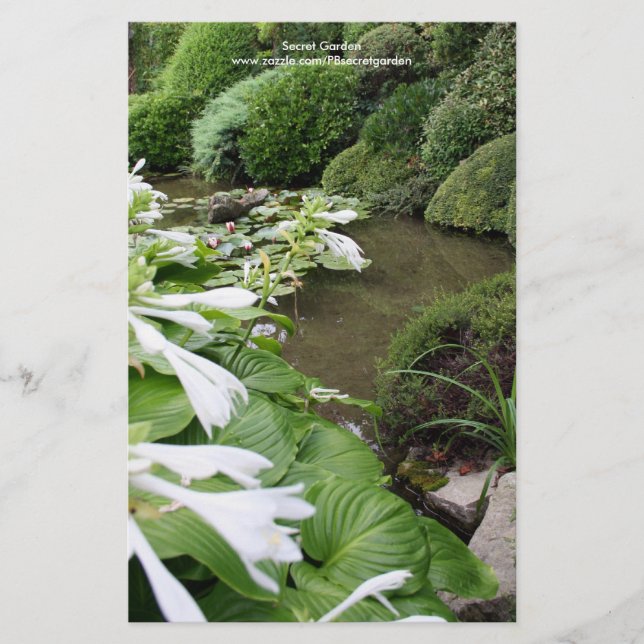 Hosta in a Zen Garden personalized stationery (Front)