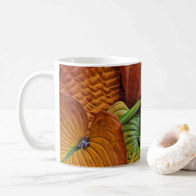 Hosta Leaves in Autumn Colors Abstract Pattern Mug