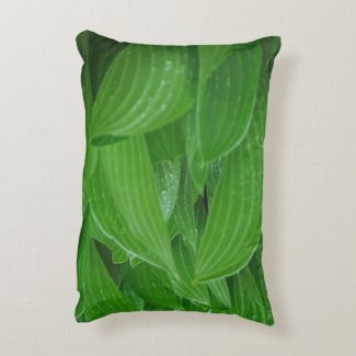 Hosta Leaves with Raindrops Accent Pillow