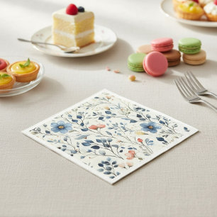 Hostess Blue Floral Watercolor Event Napkins