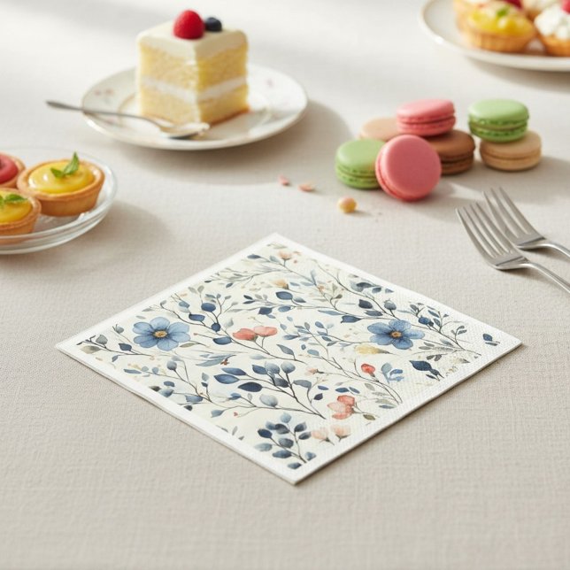 Hostess Blue Floral Watercolor Event Napkins (Creator Uploaded)