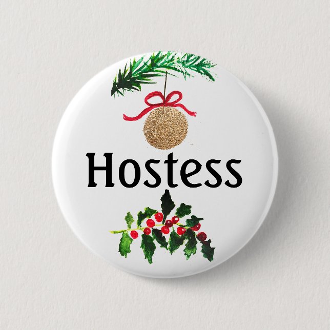 Hostess Christmas Bridal shower Gifts Weddings  Button (Front)