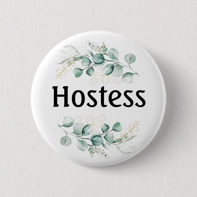 Hostess Eucalyptus Bridal shower Gifts Weddings  Button (Front)