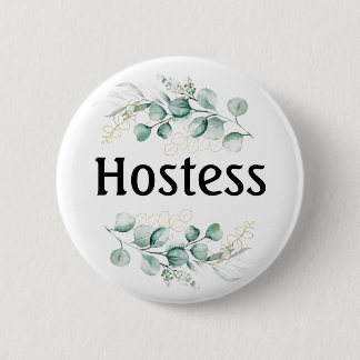 Hostess Eucalyptus Bridal shower Gifts Weddings Button