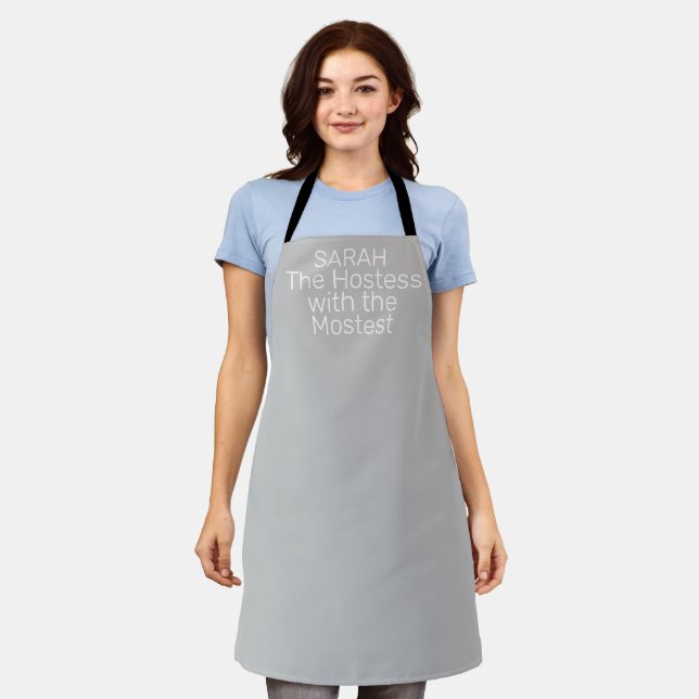 Hostess Grey Cute Bridal shower Party Weddings Apron (Worn)