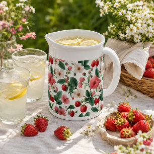 Hostess Housewarming Gift Strawberry Floral Beverage Pitcher