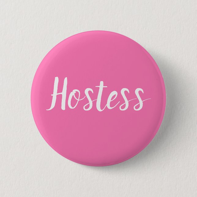 Hostess Pink Bridal shower Gifts Weddings Button (Front)