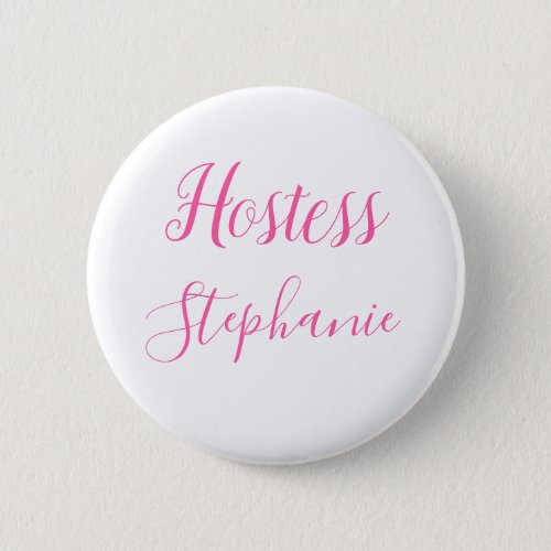 Hostess Pink Custom Name Gifts Wedding Button