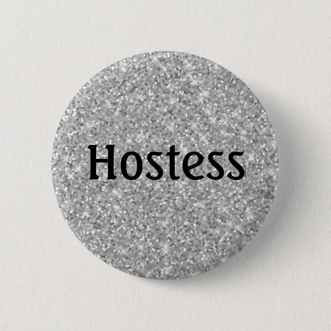 Hostess Silver Glitter Bridal shower Gifts Wedding Button (Front)