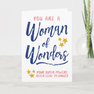 Hostess Thanks, You are a Woman of Wonders Letterpress Thank You Card