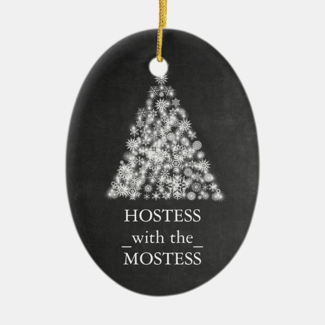 Hostess with the Mostess Christmas Chalkboard Ceramic Ornament (Front)