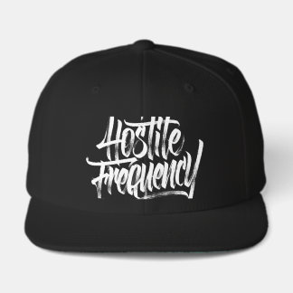 hostile frequency  written  in caligraphy on hat