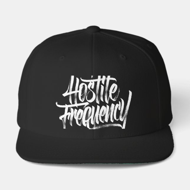 hostile frequency  written  in caligraphy on hat (Front)