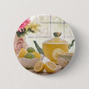Hot Afternoon Tea with Fresh Lemons Button