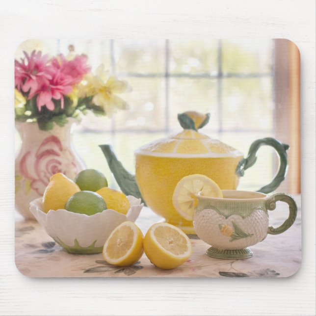 Hot Afternoon Tea with Fresh Lemons Mouse Pad (Front)