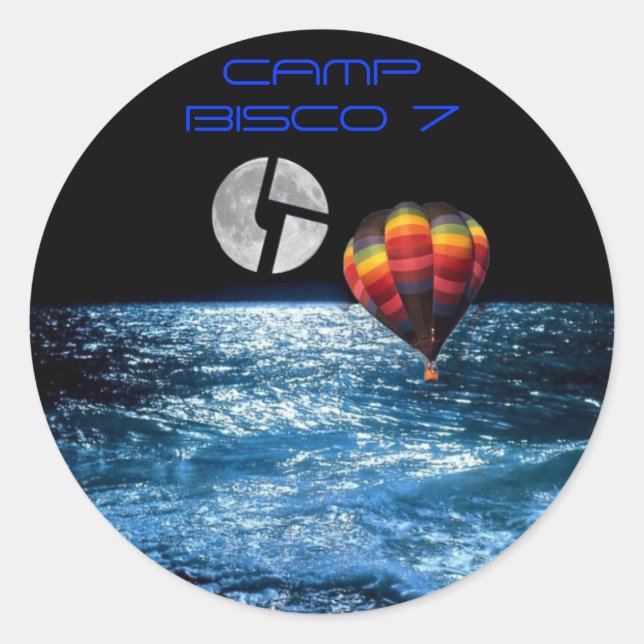 hot air ballon, CAMP BISCO 7 Classic Round Sticker (Front)