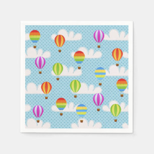 Hot Air Ballons in Cloudy Dotty Sky Napkins