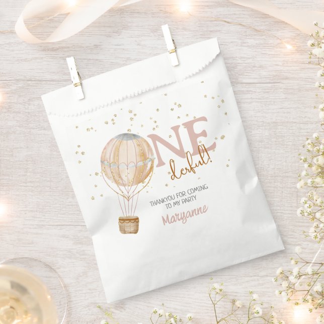 Hot Air Balloon 1st Birthday Thankyou Favor Bag (Clipped)