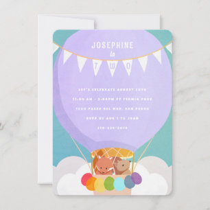 Hot Air Balloon 2nd Birthday Party Invitation