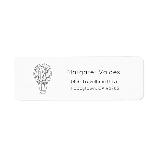 Hot Air Balloon Address Labels, Travel Theme Label (Front)