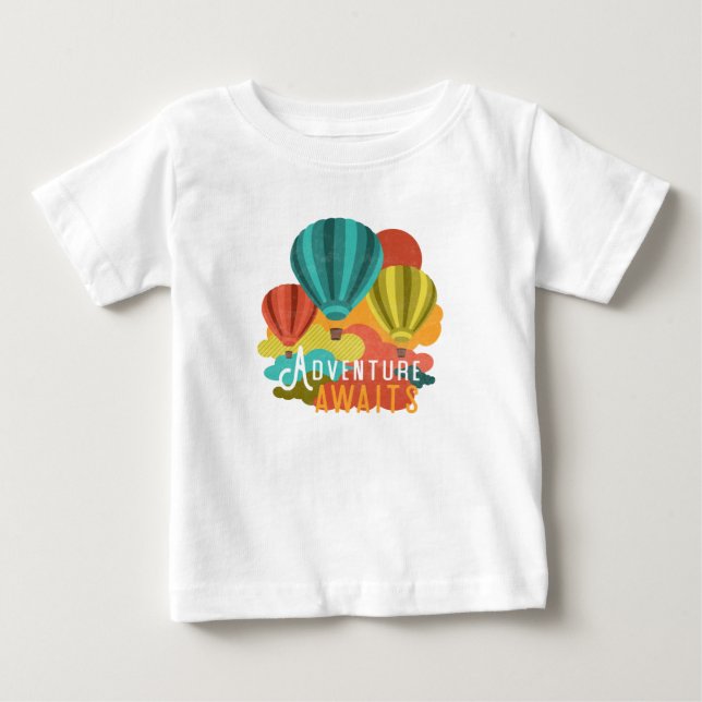 Hot Air Balloon Adventure Awaits Retro Look Baby T-Shirt (Front)