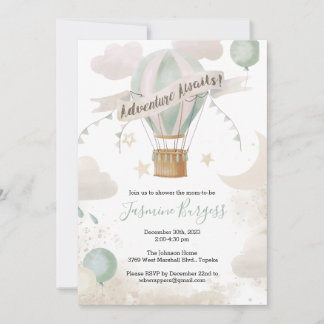 Hot Air Balloon Adventure Baby Shower Invitation