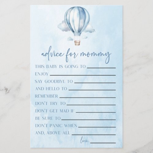 Hot Air Balloon Advice Baby Shower Game Activity