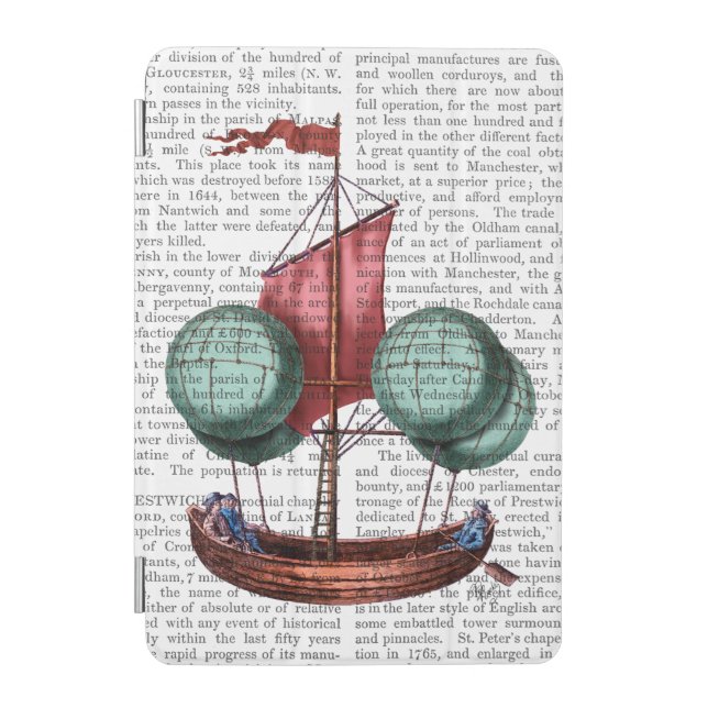 Hot Air Balloon Airship With Red Sail iPad Mini Cover (Front)