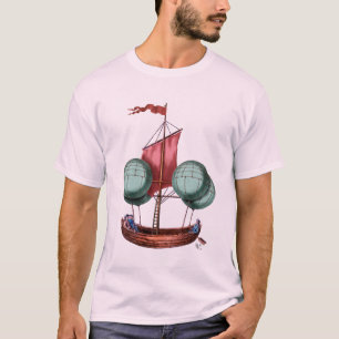 Hot Air Balloon Airship With Red Sail T-Shirt