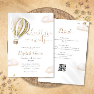Hot Air Balloon All In One Neutral Baby Shower Invitation