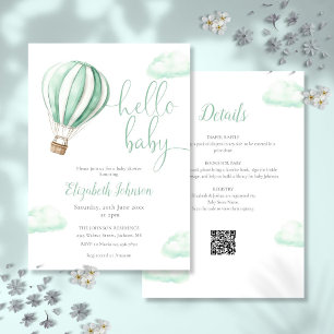 Hot Air Balloon All In One Neutral Baby Shower Invitation