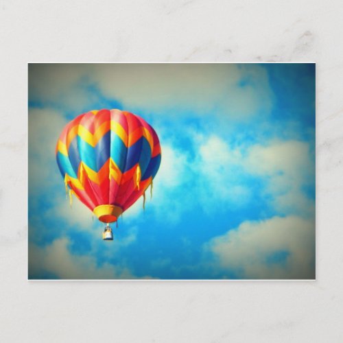 Hot Air Balloon Aloft in the Blue Sky Postcard