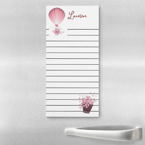 Hot Air Balloon And Flowers Magnetic Notepad