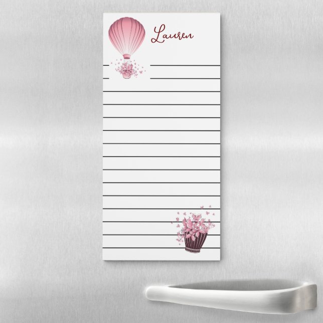 Hot Air Balloon And Flowers Magnetic Notepad (In Situ)