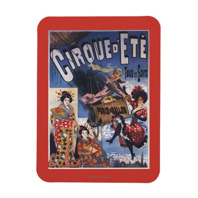 Hot-Air Balloon and Japanese Ladies Poster Magnet (Vertical)