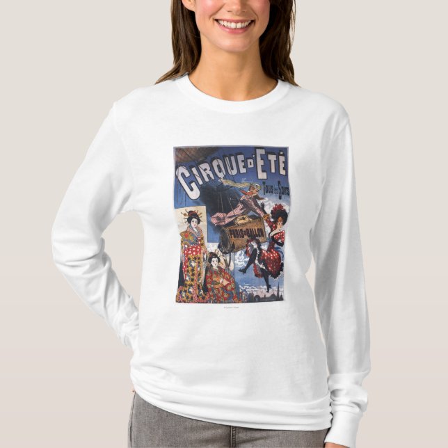 Hot-Air Balloon and Japanese Ladies Poster T-Shirt (Front)