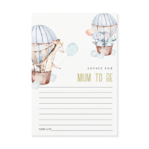 Hot Air Balloon Animals Advice For Mum Baby Shower Enclosure Card