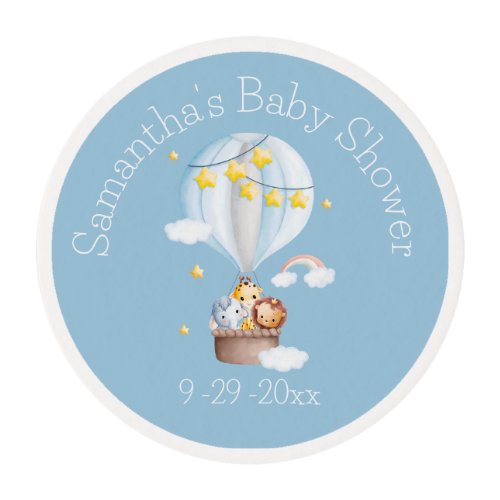 Hot Air Balloon Animals Baby Boy Baby Shower Edible Frosting Rounds