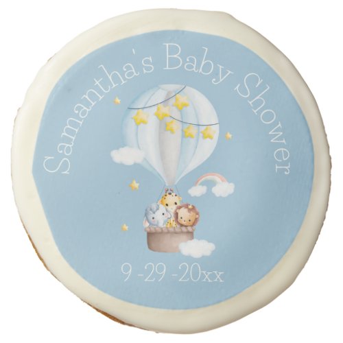 Hot Air Balloon Animals Baby Boy Baby Shower Sugar Cookie