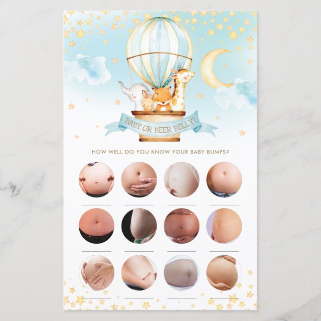 Hot Air Balloon Animals Baby or Beer Belly Game (Front)
