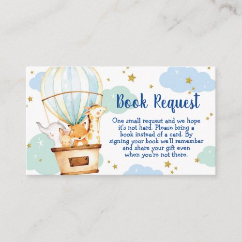 Hot Air Balloon Animals Book Requst Card