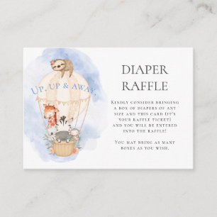 Hot Air Balloon Animals Watercolor Diaper Raffle Enclosure Card