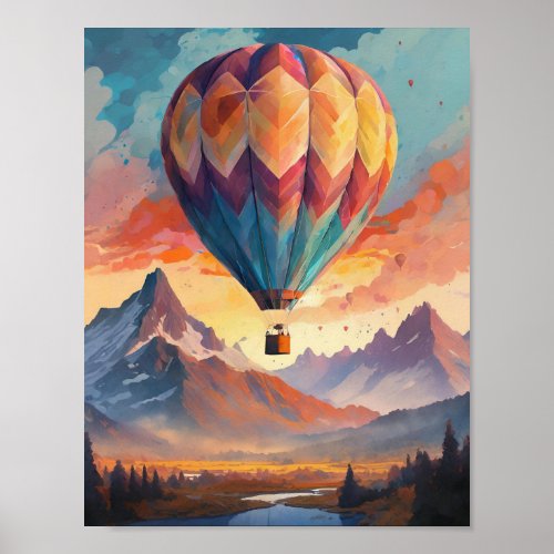 Hot air balloon art poster