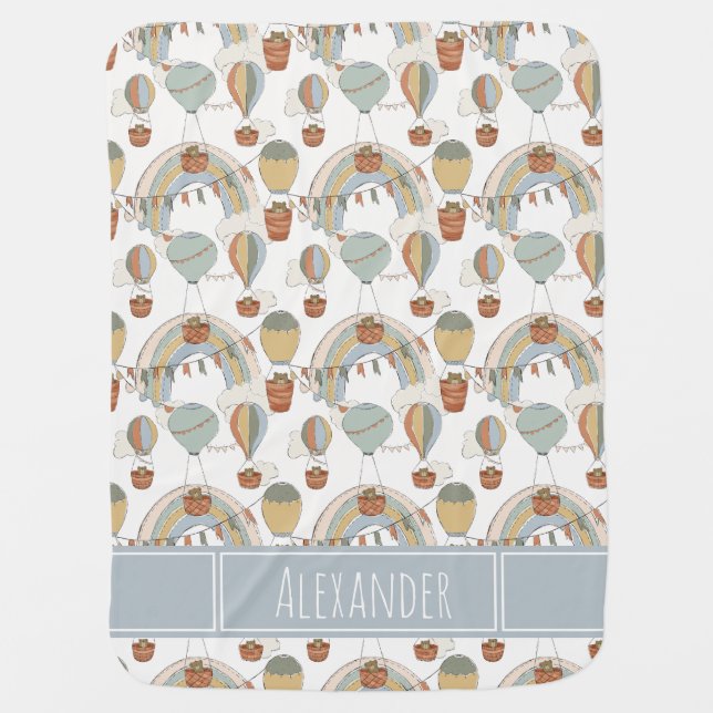 Hot Air Balloon Baby Blanket | Bear Baby Blanket (Front)