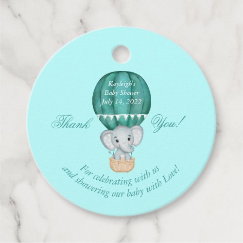 Hot Air Balloon Baby Boy Elephant Baby Shower Favor Tags