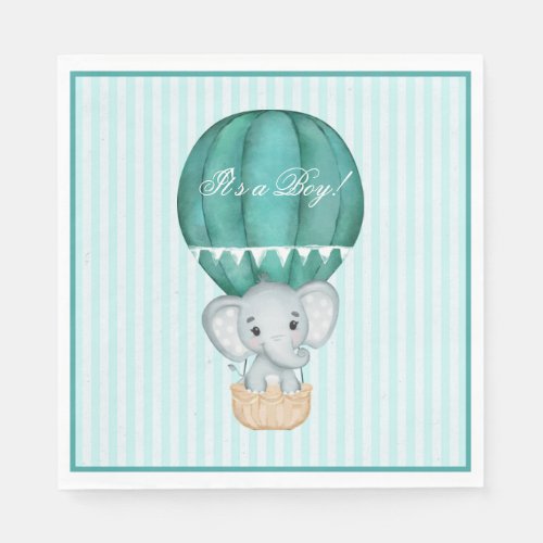 Hot Air Balloon Baby Boy Elephant Baby Shower Napkins