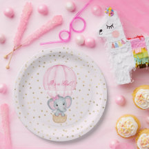 Hot Air Balloon Baby Girl Elephant Baby Shower 