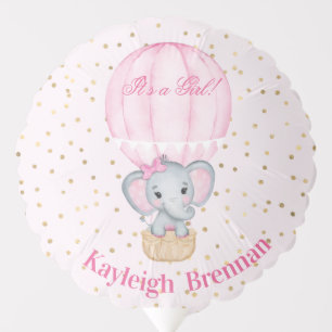 Hot Air Balloon Baby Girl Elephant Shower Balloon