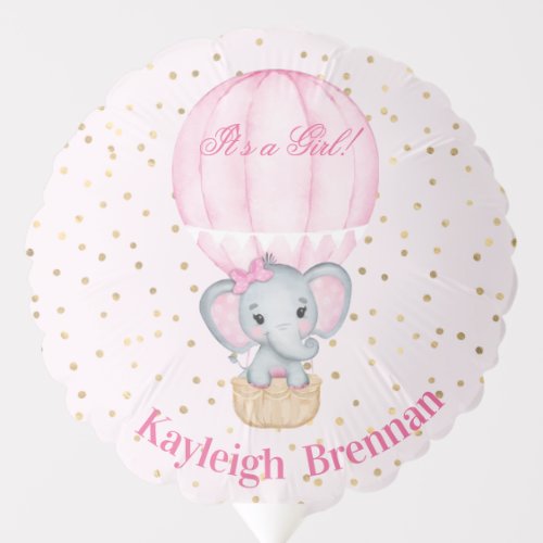 Hot Air Balloon Baby Girl Elephant Shower Balloon